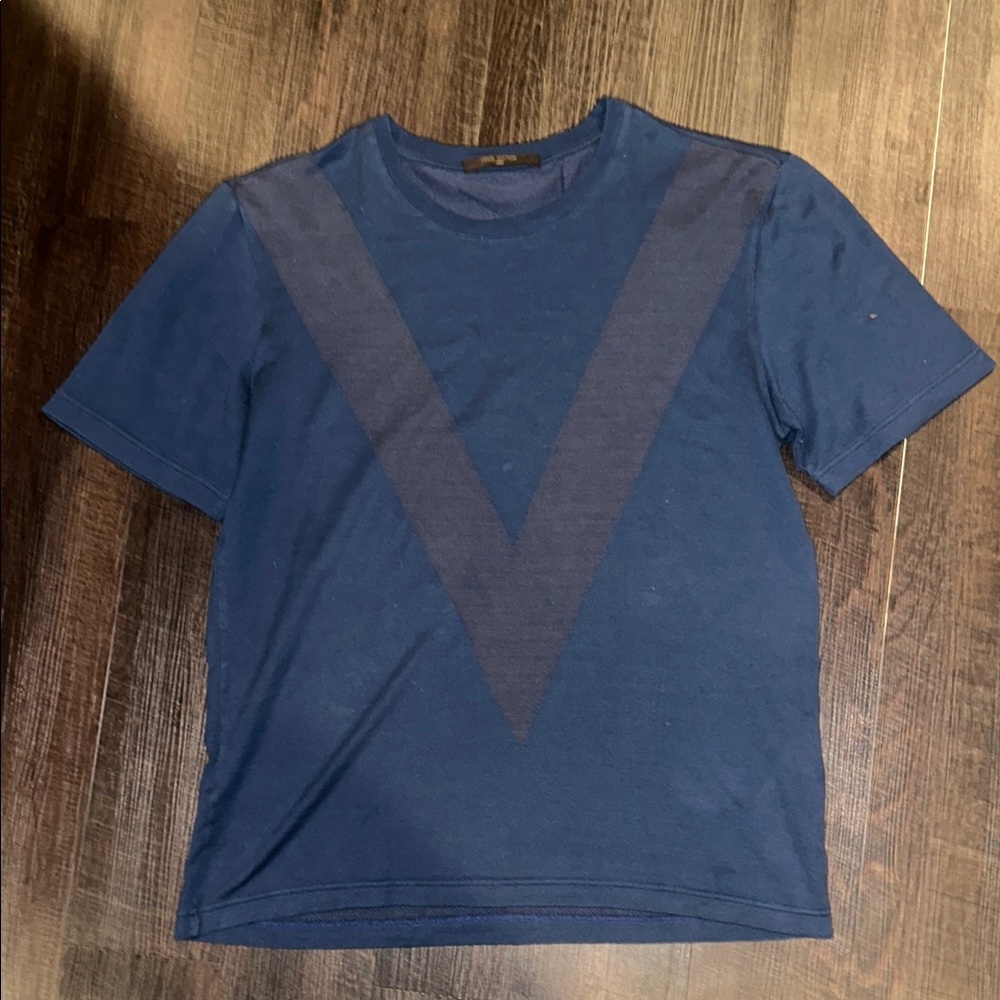 Louis Vuitton Blue V Design Men's Shirt